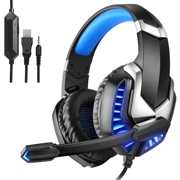 Over-Ear Wired RGB Gaming Headset with LED Lights for PC